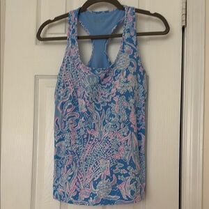 Lilly Pulitzer Blue Sleeveless Graphic Tank Top